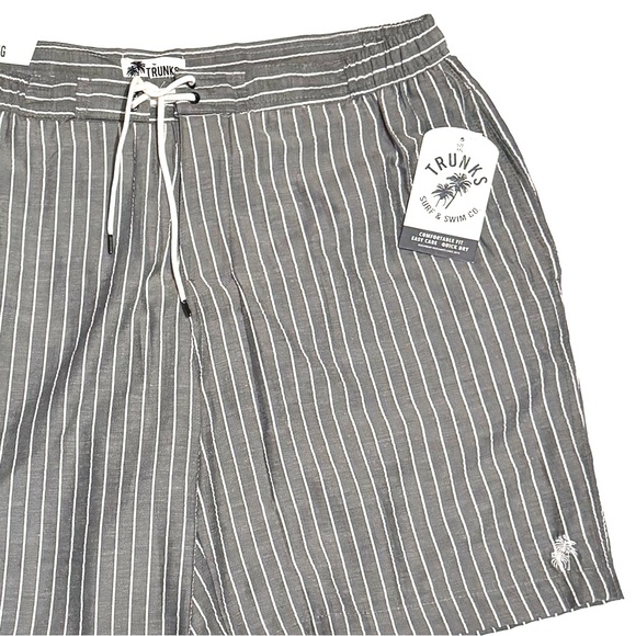Trunks Surf & Swim Co. NWT Swim Trunks Gray and White Pinstriped Seersucker XXL - Picture 7 of 14